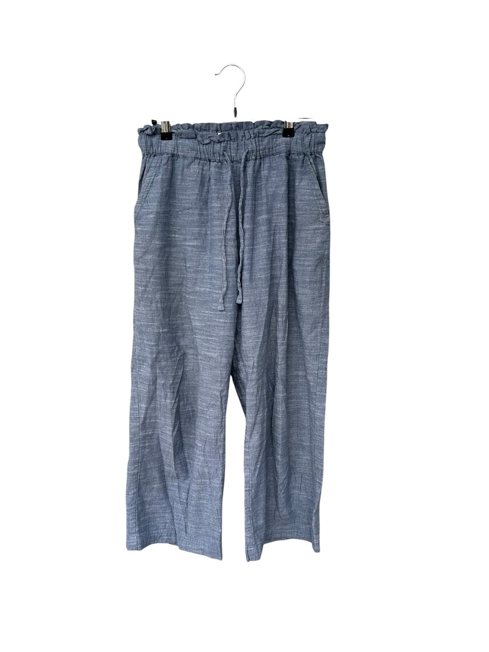 Pact Blue Chambray Cropped Pull-on Pants - 100% Organic Cotton - Size Medium - Picture 6 of 12
